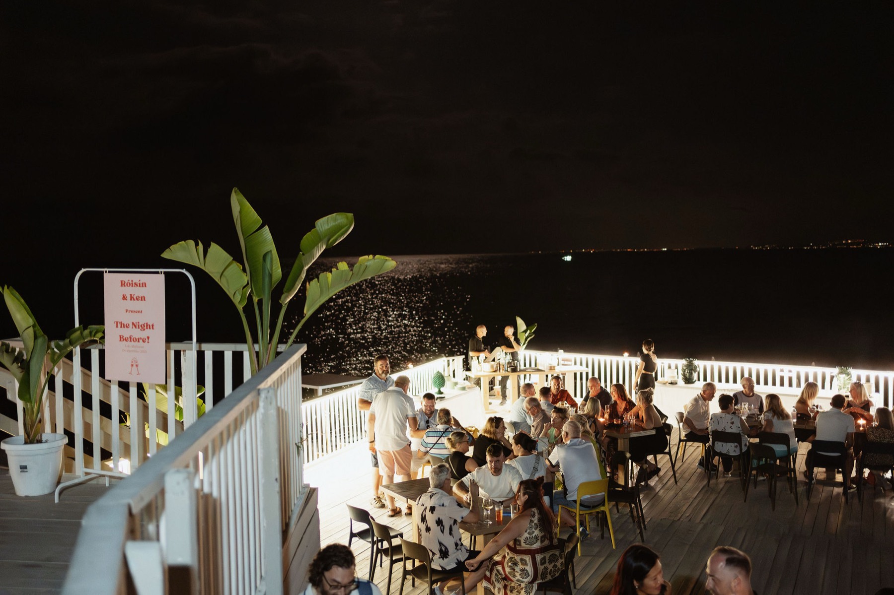 The Night Before at Lido Aldebaran · terrace over the sea at night